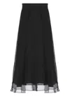 Brunello Cucinelli Silk A-line Midi Skirt In Black