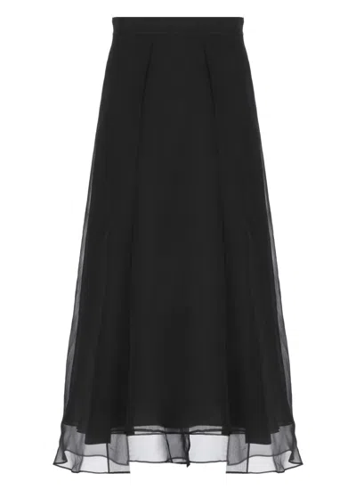 Brunello Cucinelli Black Silk Skirt