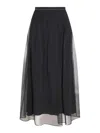 Brunello Cucinelli Embellished Pleated Silk Midi Skirt In Negro