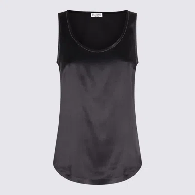 BRUNELLO CUCINELLI BLACK SILK TANK TOP
