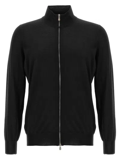 Brunello Cucinelli Black Silk Wool Cardigan