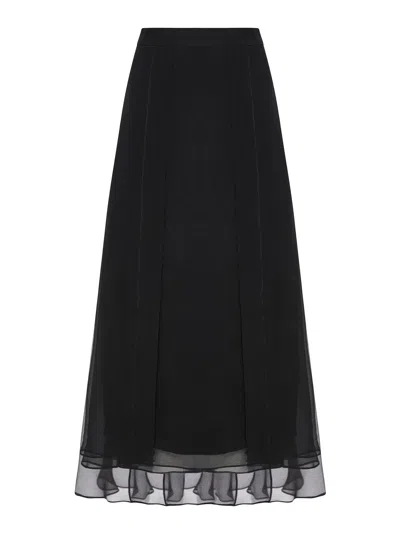 Brunello Cucinelli Black Skirt In Silk