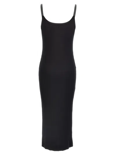 Brunello Cucinelli Black Sleeveless Dress With Monil Detail On The Shoulder Straps In Cotton Woman