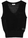 Brunello Cucinelli Black Sleeveless Top With Deep V-neckline In Black