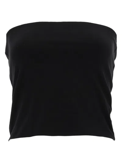 BRUNELLO CUCINELLI BLACK SOLID STRAPLESS TOP
