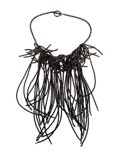 Pre-owned Brunello Cucinelli Black Stone Choker Necklace, 14.5" In Multi