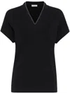 Brunello Cucinelli Black Stretch-cotton T-shirt In Black