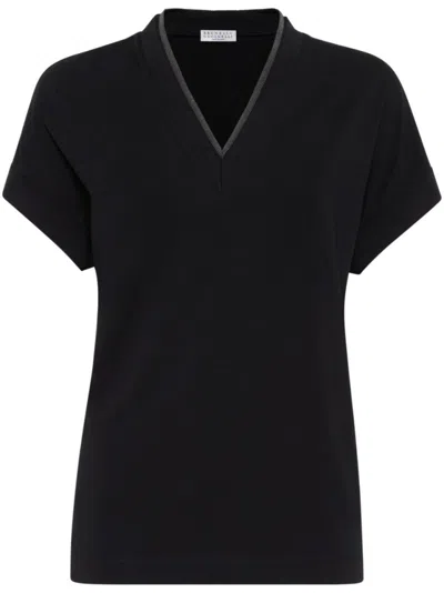 Brunello Cucinelli Black Stretch-cotton T-shirt