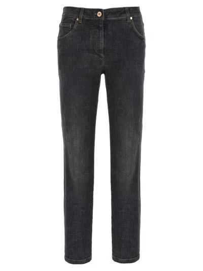 Brunello Cucinelli Black Stretch Denim Skinny Jeans In Gray