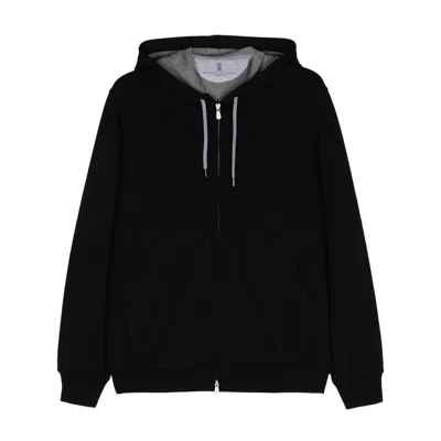 BRUNELLO CUCINELLI BRUNELLO CUCINELLI BLACK SWEATERS & KNITWEAR - HOODIES MEN