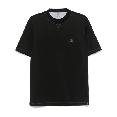 BRUNELLO CUCINELLI BRUNELLO CUCINELLI BLACK T-SHIRTS & VESTS - T-SHIRTS MEN