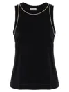 Brunello Cucinelli Monile Sleeveless Crew Neck Tank Top In Black