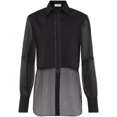 BRUNELLO CUCINELLI BRUNELLO CUCINELLI BLACK TOPS - SHIRTS WOMEN
