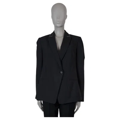 Pre-owned Brunello Cucinelli Black Wool Blend Monili Trim Blazer Jacket 44 L