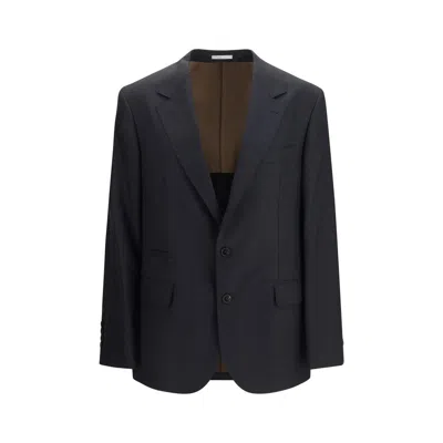 Brunello Cucinelli Merino Wool Houndstooth Blazer In Black