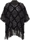 BRUNELLO CUCINELLI BLACK WOOL TURTLE-NECK PONCHO