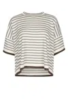 Brunello Cucinelli Striped Motif Wool And Cashmere Sweater In White