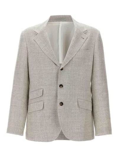 Brunello Cucinelli Single-breasted Blazer In Cream