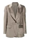 Brunello Cucinelli Single-breasted Chenille Blazer Blazer And Suits Gray In Gray