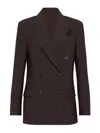 Brunello Cucinelli Tailored Blazer With Notched Lapels And Pockets In Brown