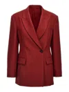 Brunello Cucinelli Red Single-breasted Wool Blazer In Red