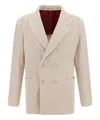 Brunello Cucinelli Velvet Double-breasted Jacket In Beige