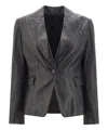 Brunello Cucinelli Black One-breasted Jacket In Leather Woman In Black