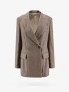 Brunello Cucinelli Double-breasted Herringbone Blazer In Brown