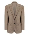 Brunello Cucinelli Light Brown Jacket With Monili Detailing In Brown