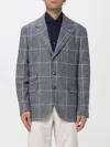 Brunello Cucinelli Notch Lapel Wool Jacket In Blue