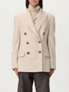 Brunello Cucinelli Beige Double-breasted Jacket In Wool And Cashmere In Brown