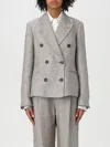 Brunello Cucinelli Double-breasted Jacket With Oversized Cut And Jewel Embroidery In Brown