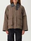 Brunello Cucinelli Grey Jacket With Classic Collar With Snap Buttons In Cotton Blend Woman In Brown