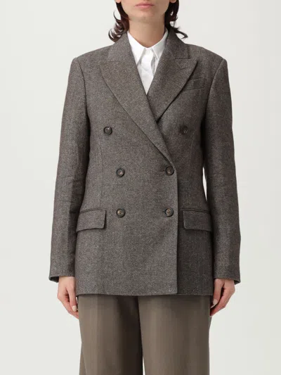 Brunello Cucinelli Blazer  Woman Color Brown In Gray