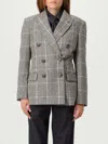Brunello Cucinelli Alpaca And Wool Prince Of Wales Double-breasted Blazer With Monili In Gray
