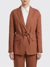 Brunello Cucinelli Women Fluid Viscose And Linen Twill Jacket With Jewellery In Red