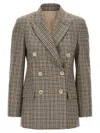Brunello Cucinelli Blazer Check Monile Blazer And Suits Beige In Brown