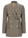 Brunello Cucinelli Blazer Check Monile Blazer And Suits Beige In Brown
