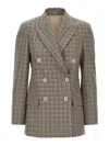 Brunello Cucinelli Blazer Check Monile Blazer And Suits Beige In Brown