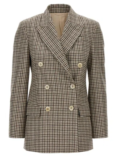 Brunello Cucinelli Blazer Check Monile Blazer And Suits Beige