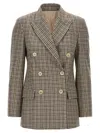 Brunello Cucinelli Women Blazer Check Monile In Brown