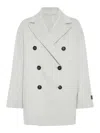 Brunello Cucinelli Hand-finished Caban Jacket In Grey