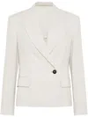 Brunello Cucinelli Linen Sparkling Canvas Blazer With Monili