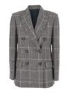 Brunello Cucinelli Women Alpaca And Wool Prince De Galles Blazer In Gray