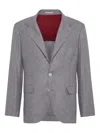 Brunello Cucinelli Tailored Blazer Notch Lapels In Gray