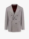 Brunello Cucinelli Double-breasted Linen Blazer In Grey