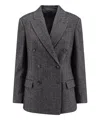 Brunello Cucinelli Women's 'chevron Wool Carded Techno Jacket' In Grey