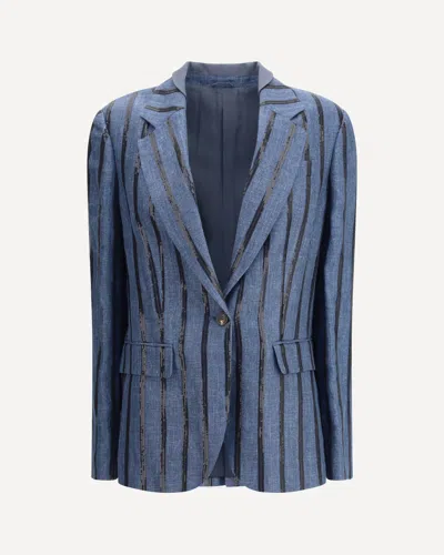 Brunello Cucinelli Women Blazer Jacket In Blue