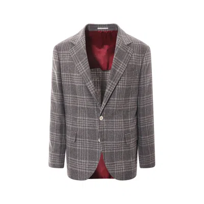 Brunello Cucinelli Blazer Jacket Men In Gray