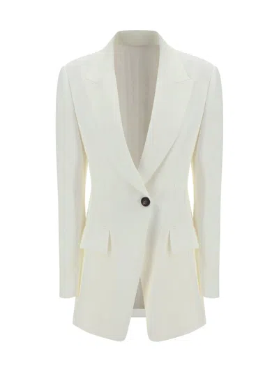 Brunello Cucinelli Ribbed Single-breasted Blazer In Ivory